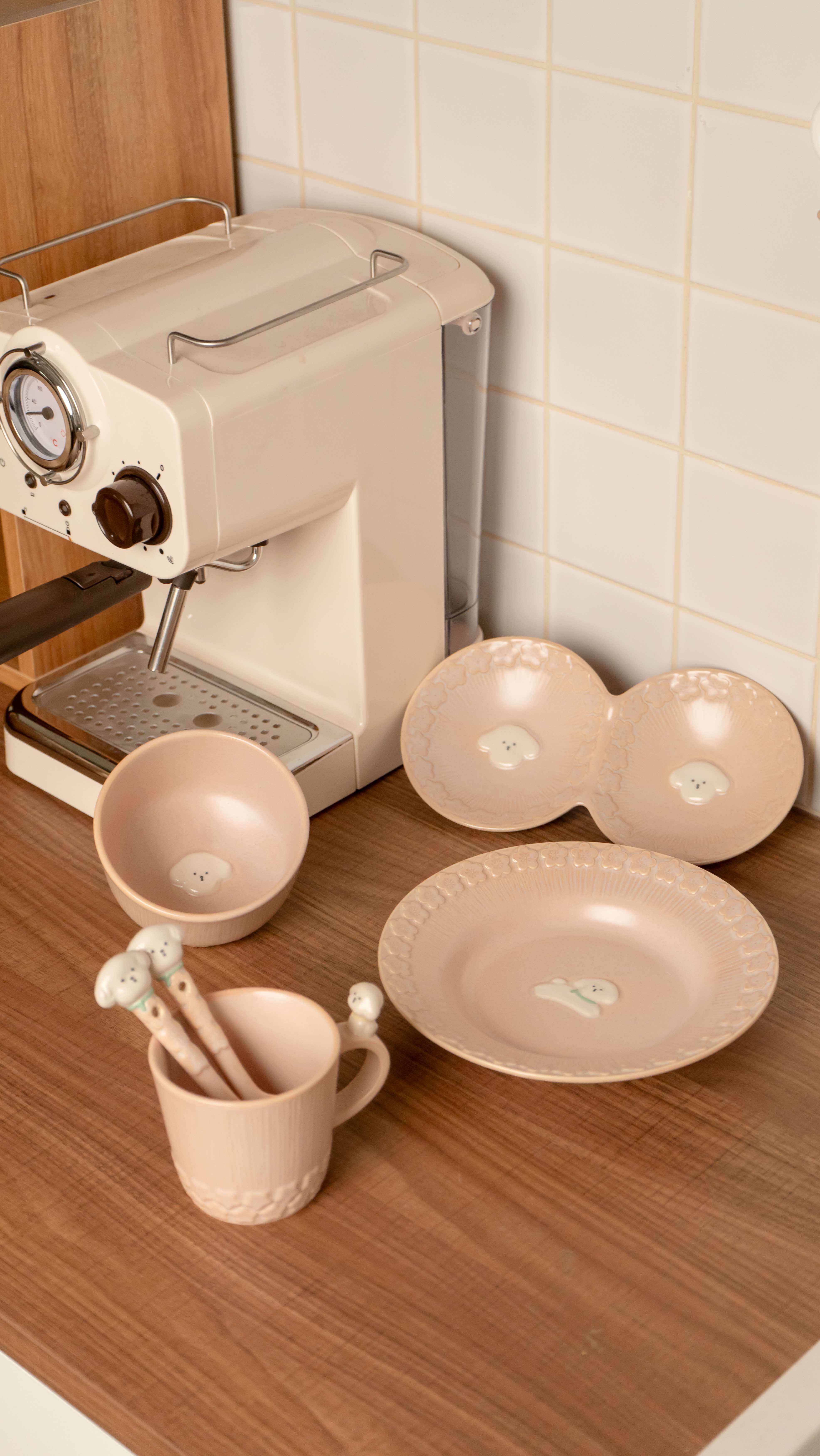 粉色狗狗餐具組