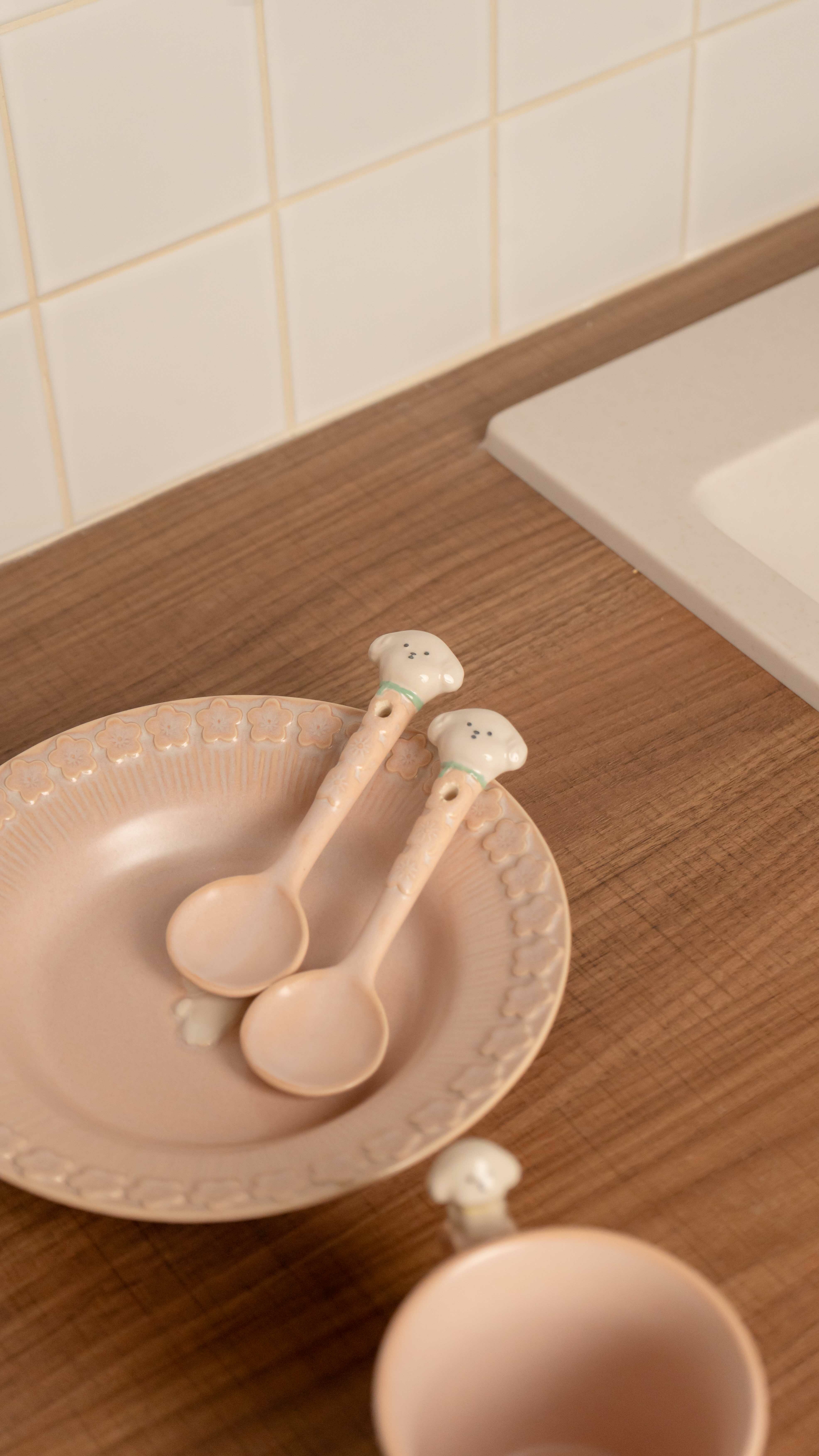 粉色狗狗餐具組