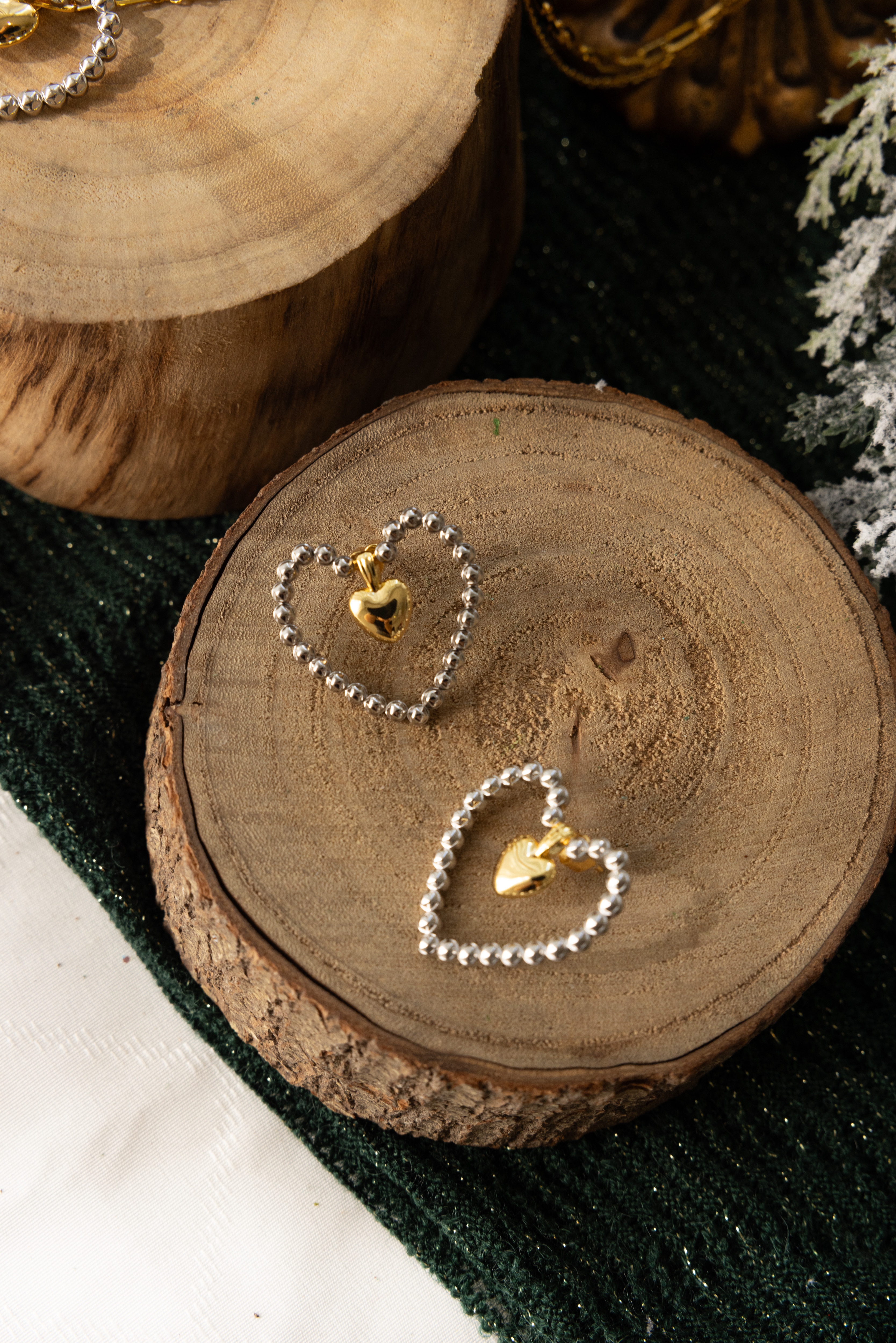 刻面撞色愛心耳環