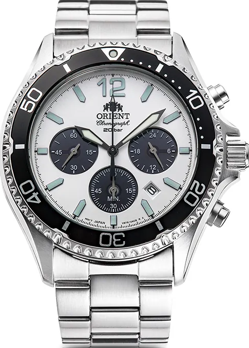 萬年鐘錶 - 東方錶  ORIENT  Quartz Sports 系列   太陽能三眼計時功能潛水款男錶 RA-TX0203S   錶徑 :  42.8 mm