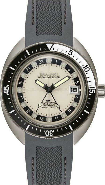萬年鐘錶 - BULOVA 寶路華  Oceanographer  惡魔潛水員專業機械潛水GMT男錶 98B407 錶徑 41MM