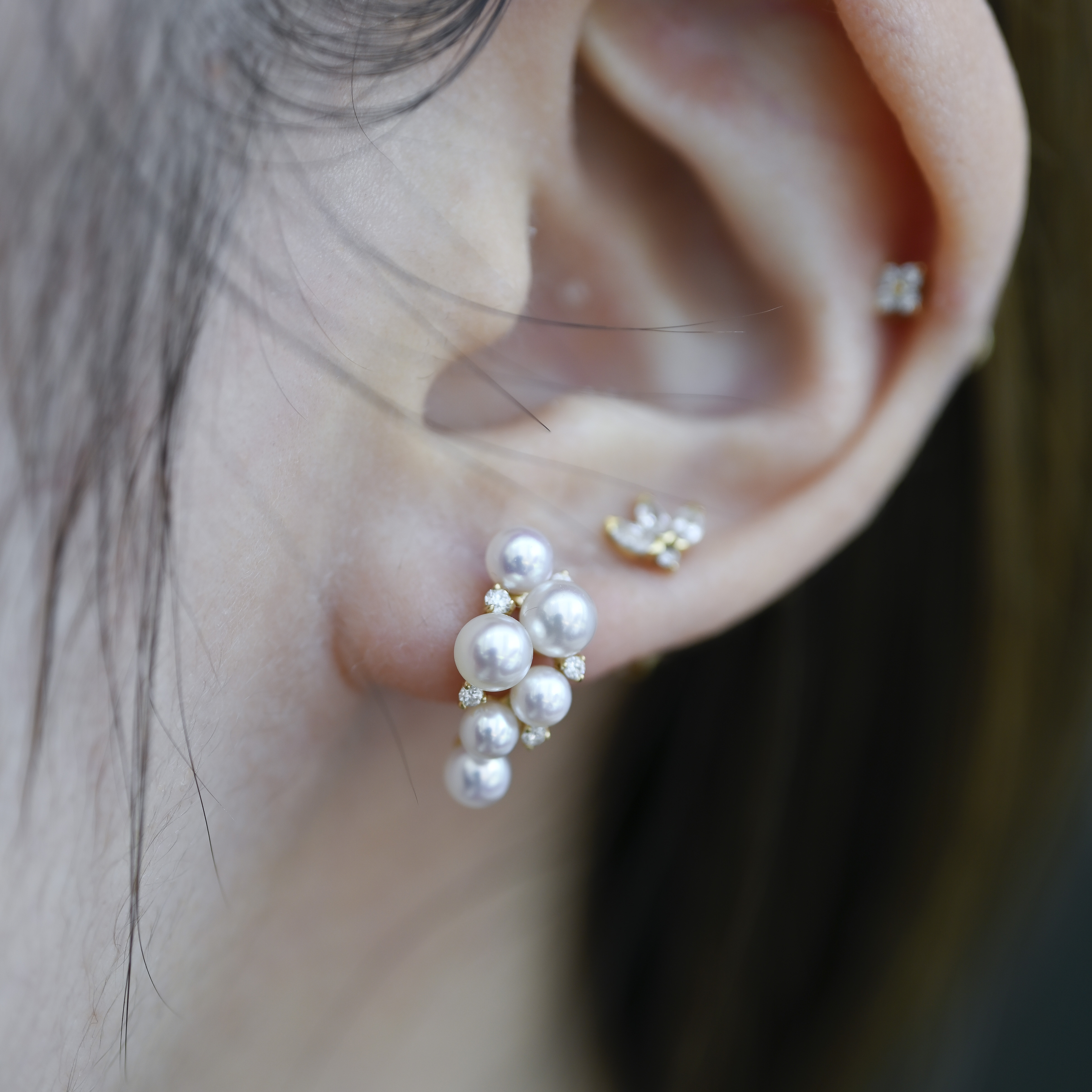 18K Grape Akoya Pearl Diamond Earring