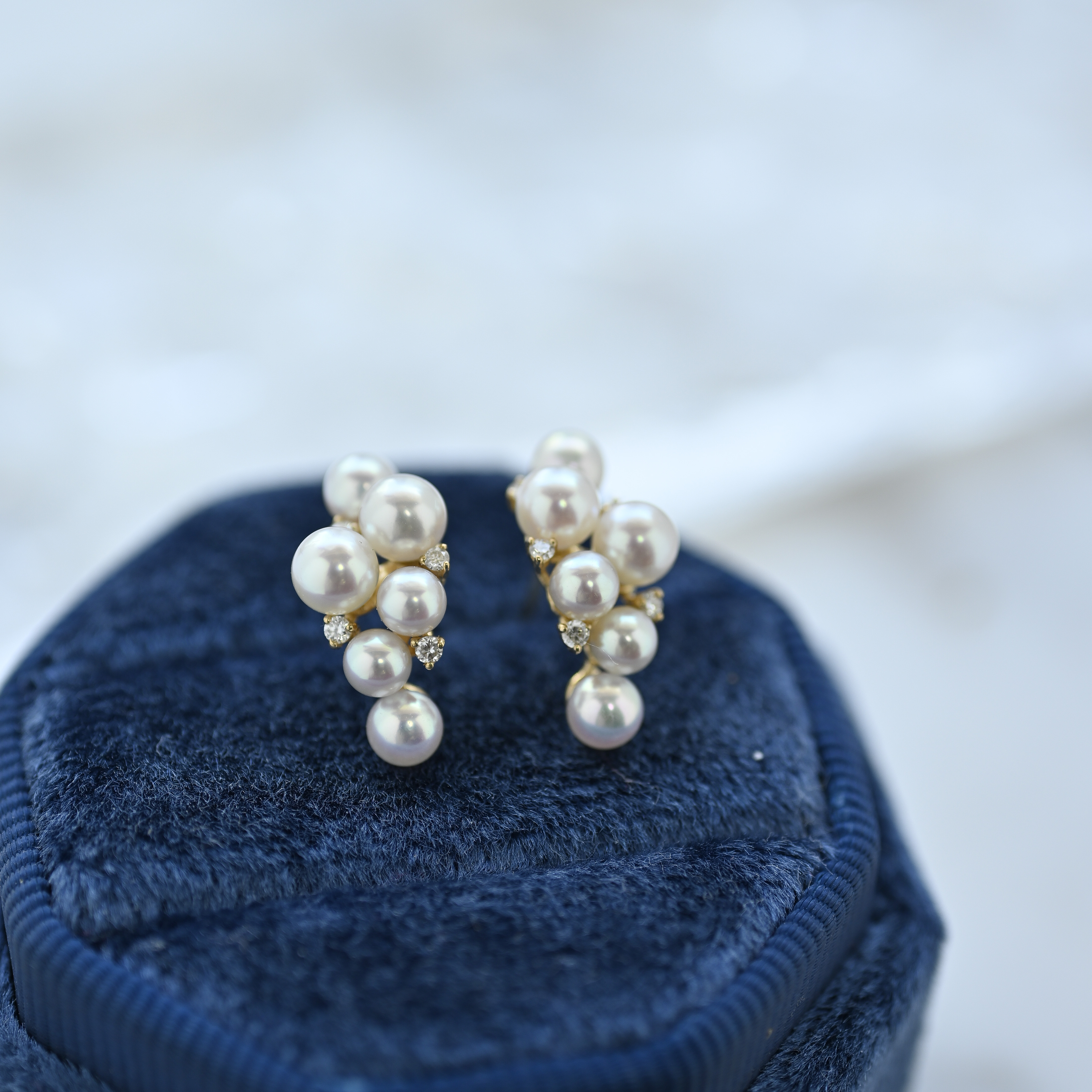 18K Grape Akoya Pearl Diamond Earring