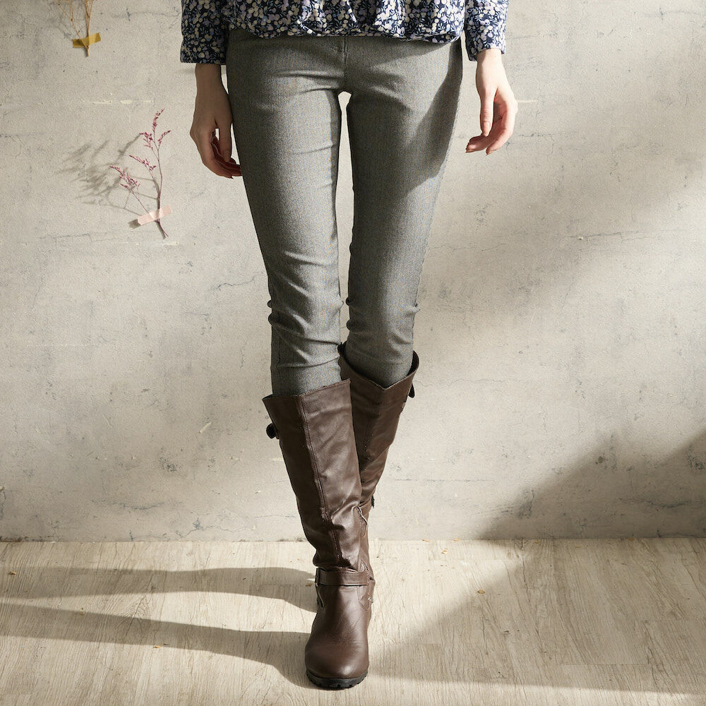 PIPPY彈性棉休閒窄管長褲 灰