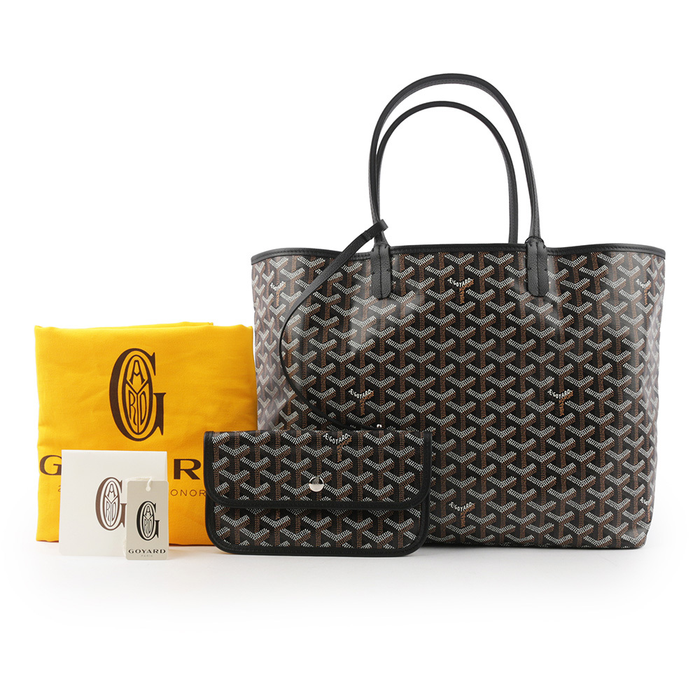 【GOYARD】Saint Louis PM 經典圖紋中型購物包(黑色) STLOUIPMLTY01CL01P