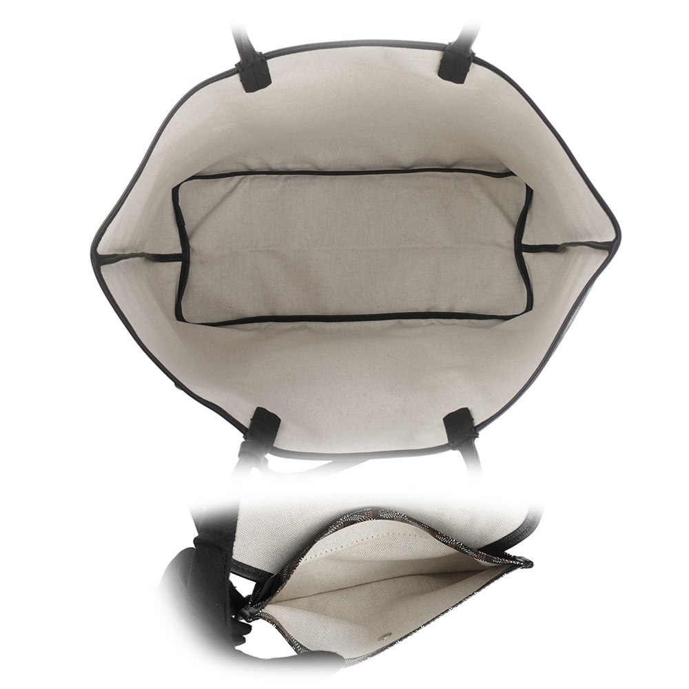 【GOYARD】Saint Louis PM 經典圖紋中型購物包(黑色) STLOUIPMLTY01CL01P