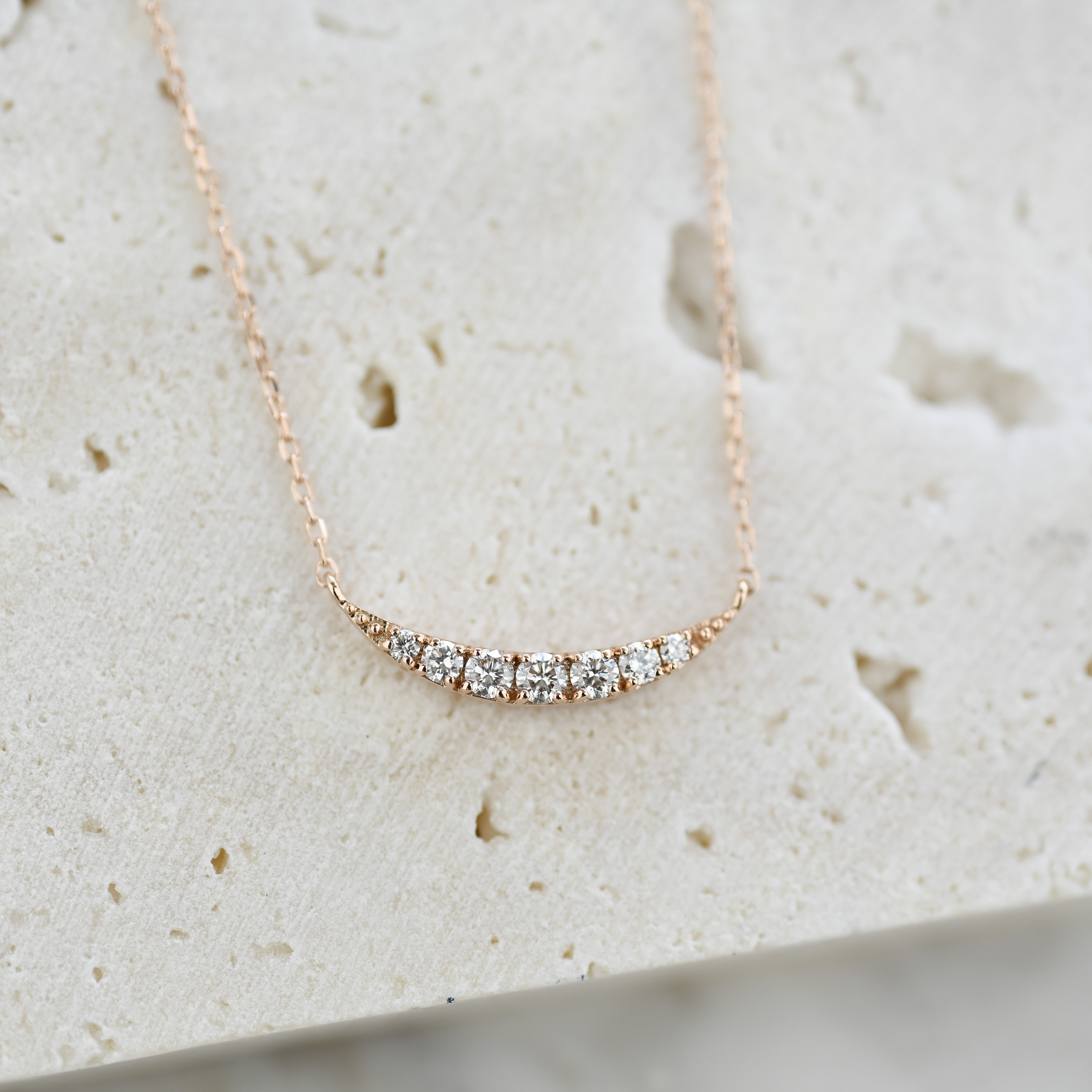 18K Crescent Moon Diamond Necklace