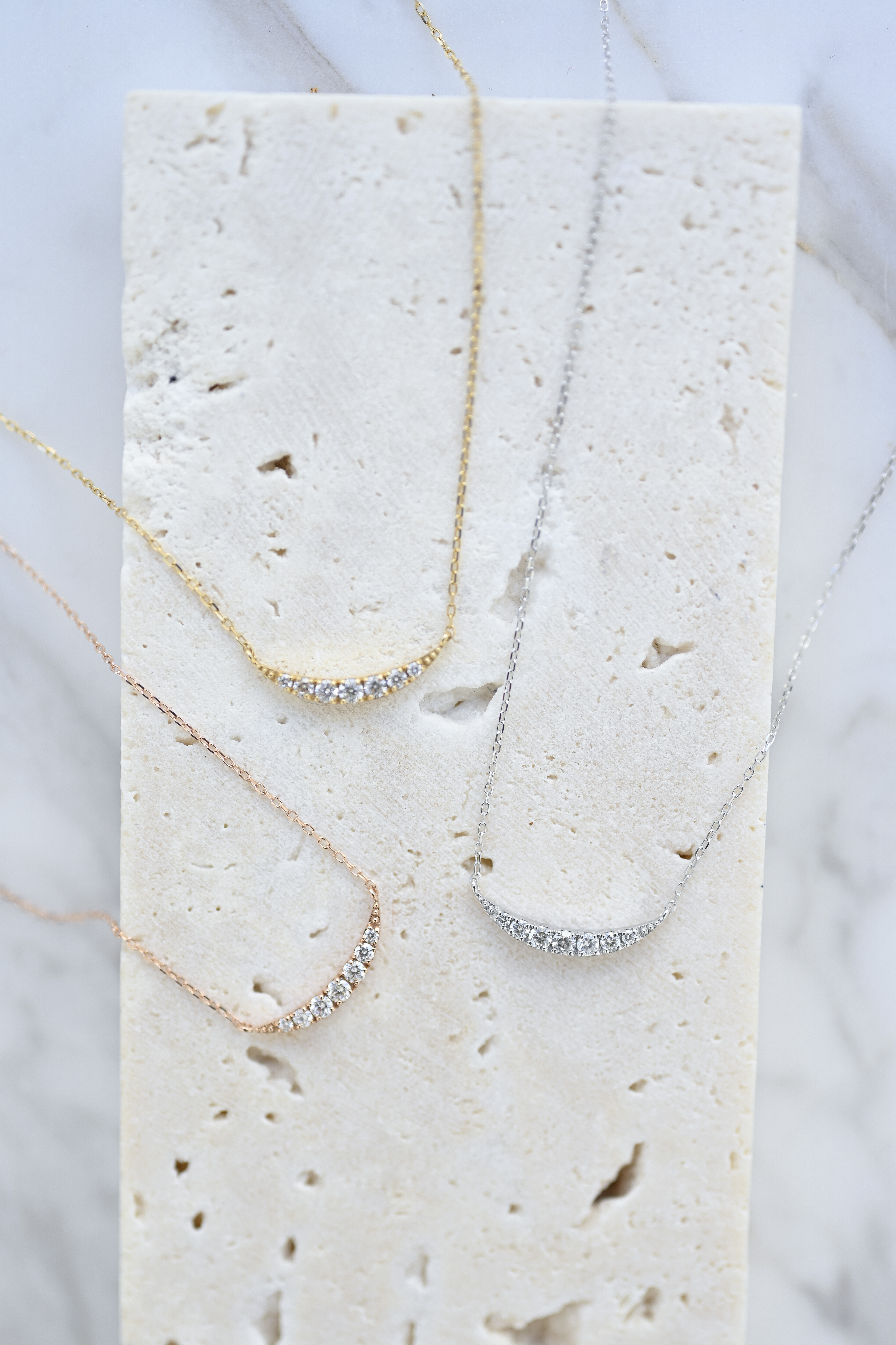 18K Crescent Moon Diamond Necklace