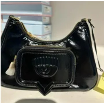 [S] CHIARA FERRAGNI RANGE F EYELIKE POCKET SK NAPLAK PU SHOULDER BAG,BLACK, 75SB4BF8/ZS954899 (SCF219)