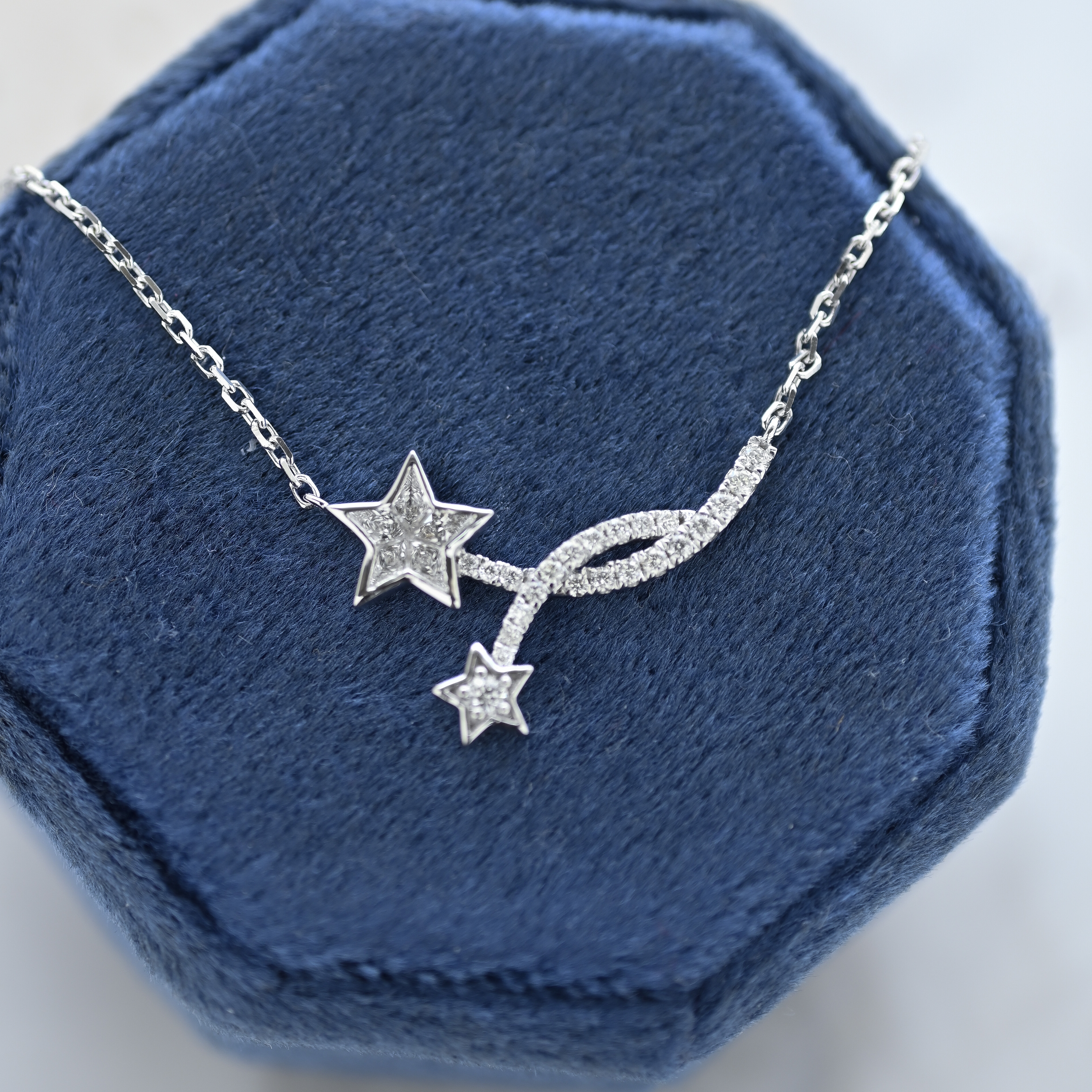 18K Double Star Diamond Necklace