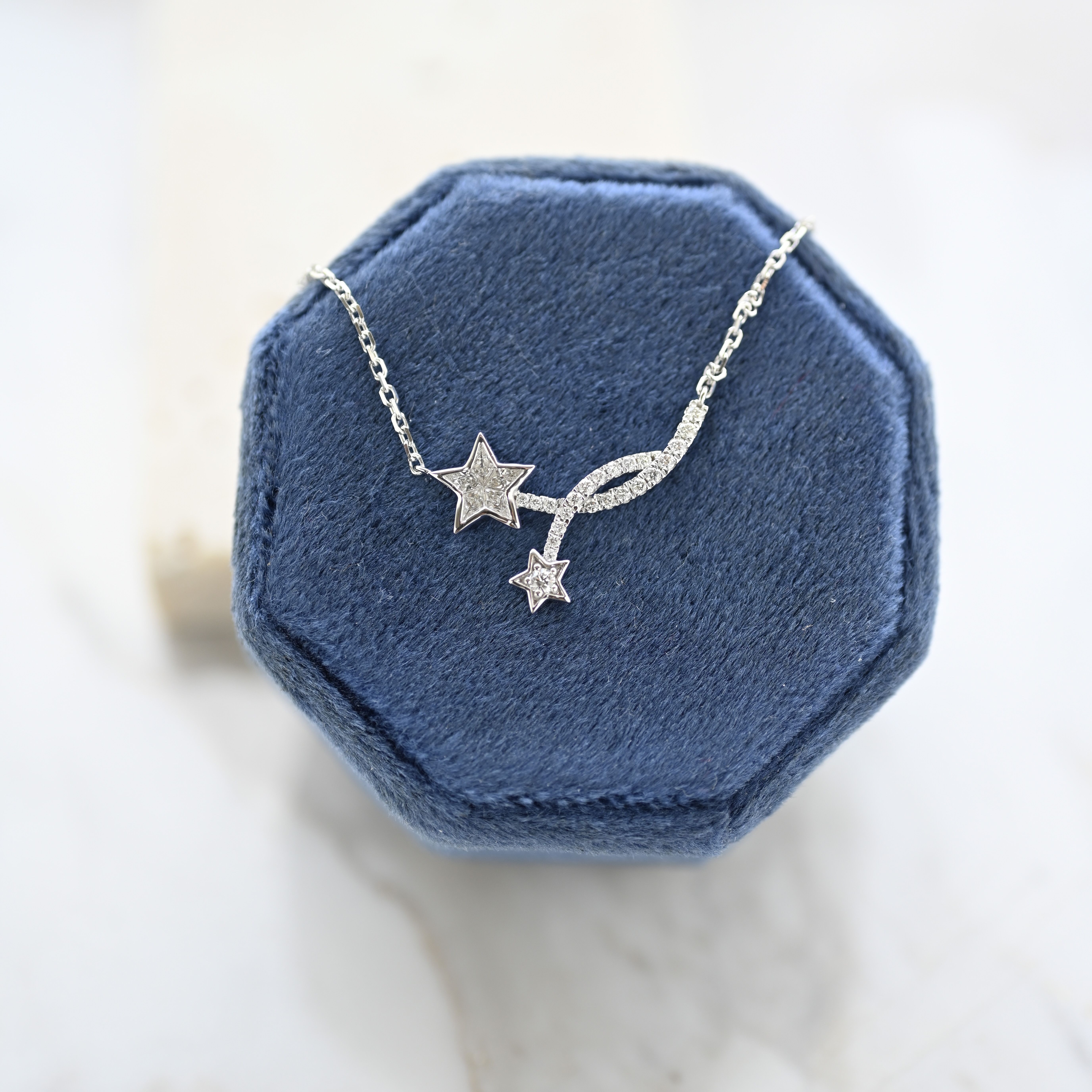 18K Double Star Diamond Necklace