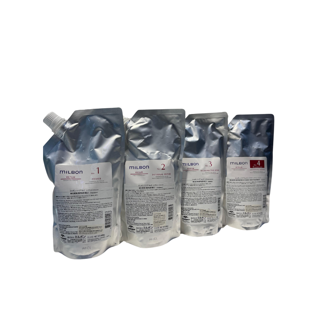 MILBON Repair 4-step Salon Treatment Coarse Hair 粗硬髮質修護4步焗油 600g x 4