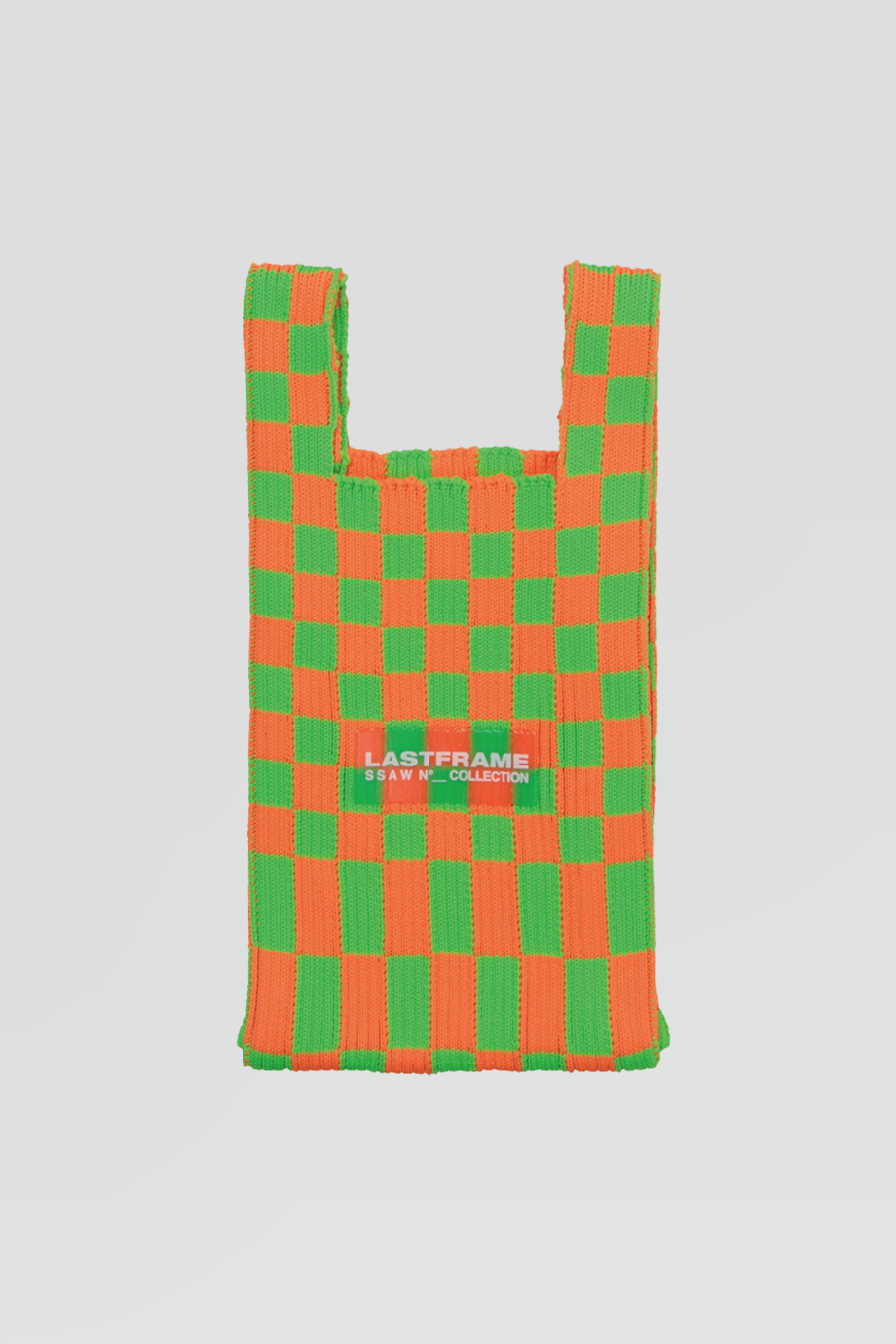 LASTFRAME｜ICHIMATS 迷你針織橘綠格紋托特包