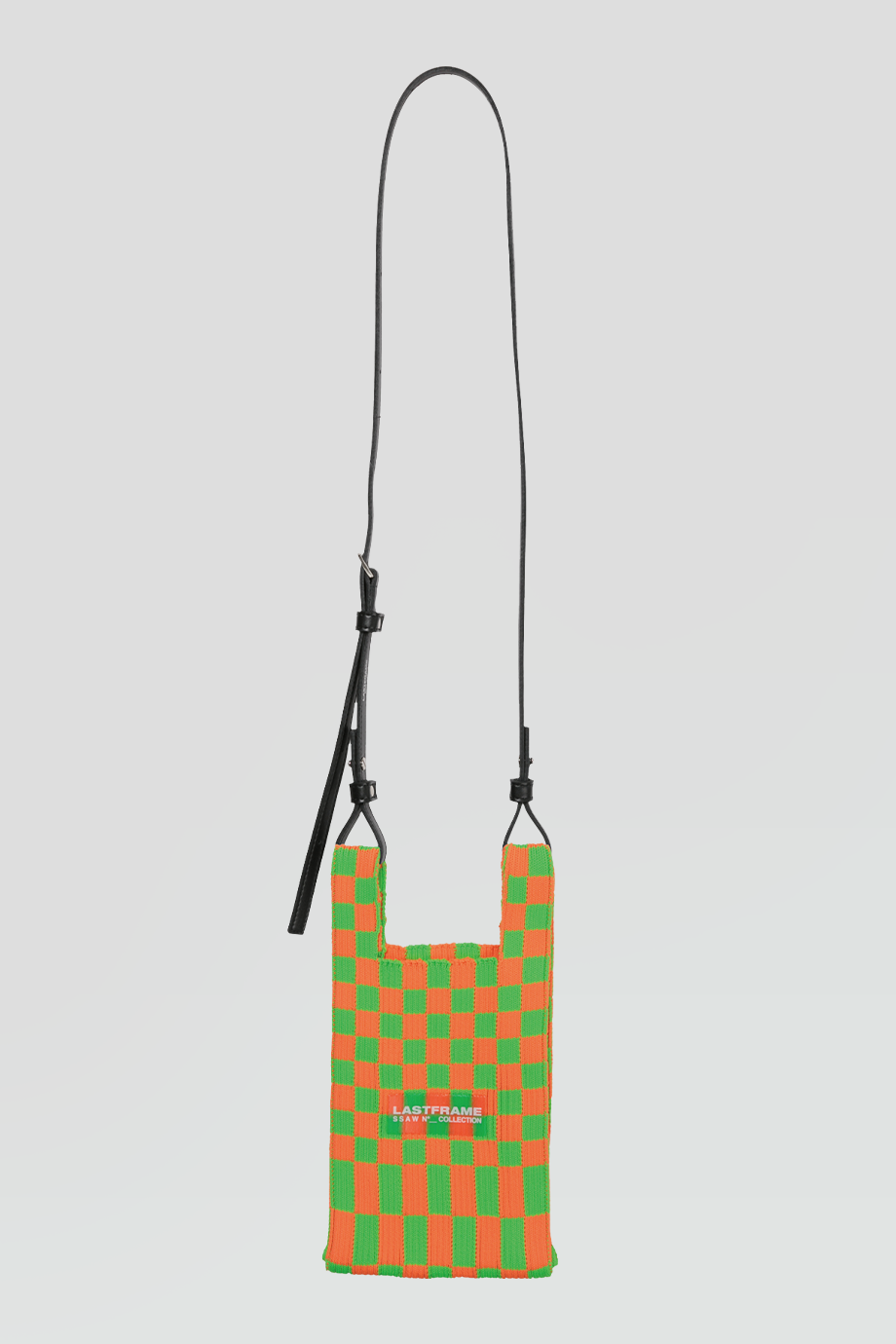 LASTFRAME｜ICHIMATS 迷你針織橘綠格紋托特包