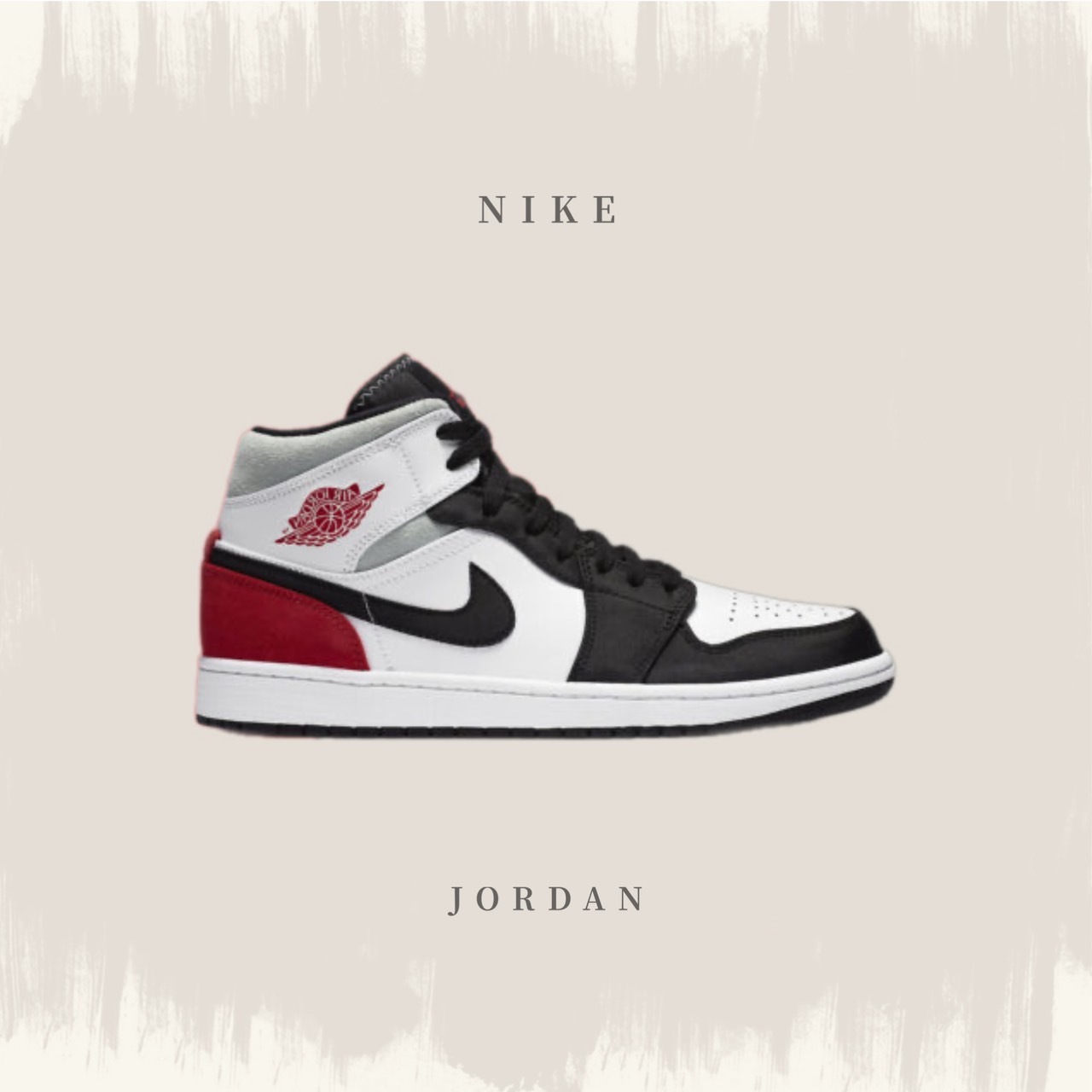 NIKE AIR JORDAN 1 MID 白黑紅高筒852542-100