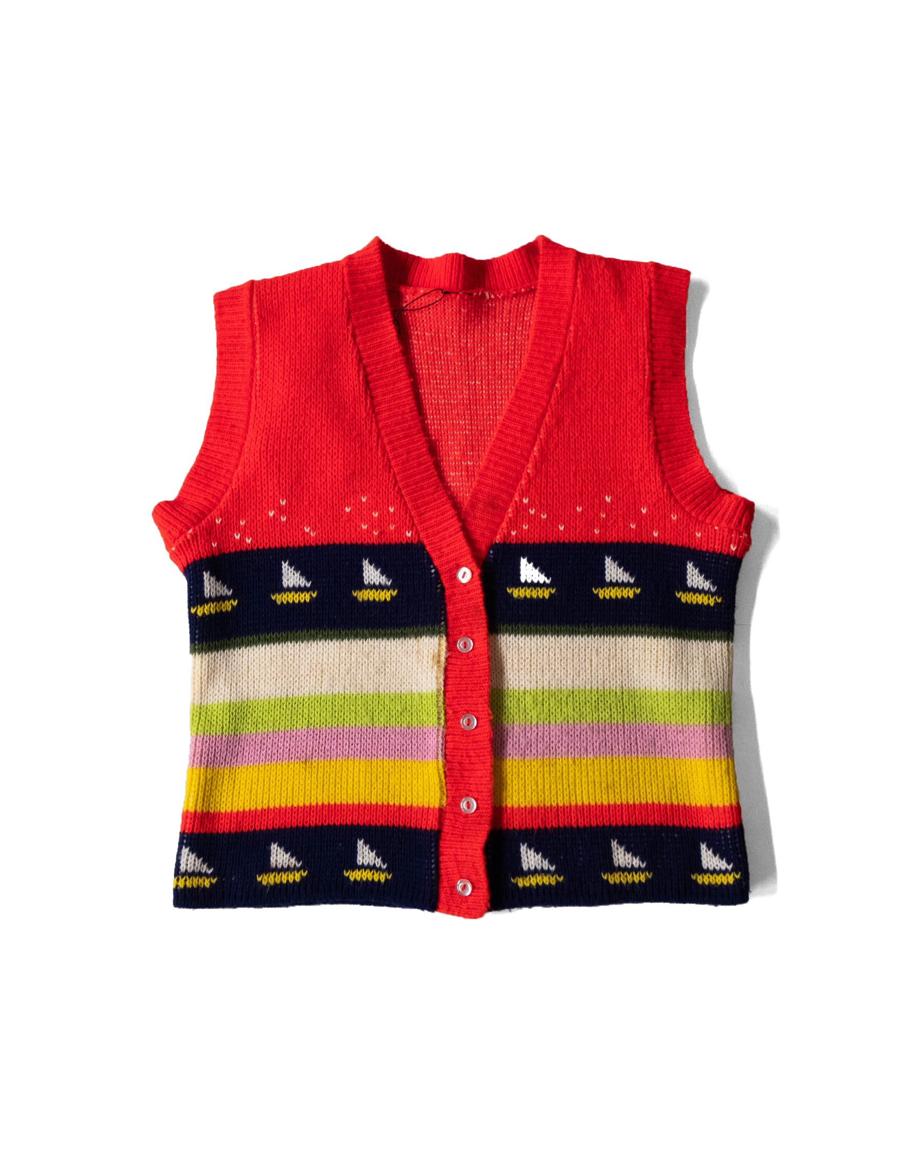 1960-70's帆船鉤織開襟背心