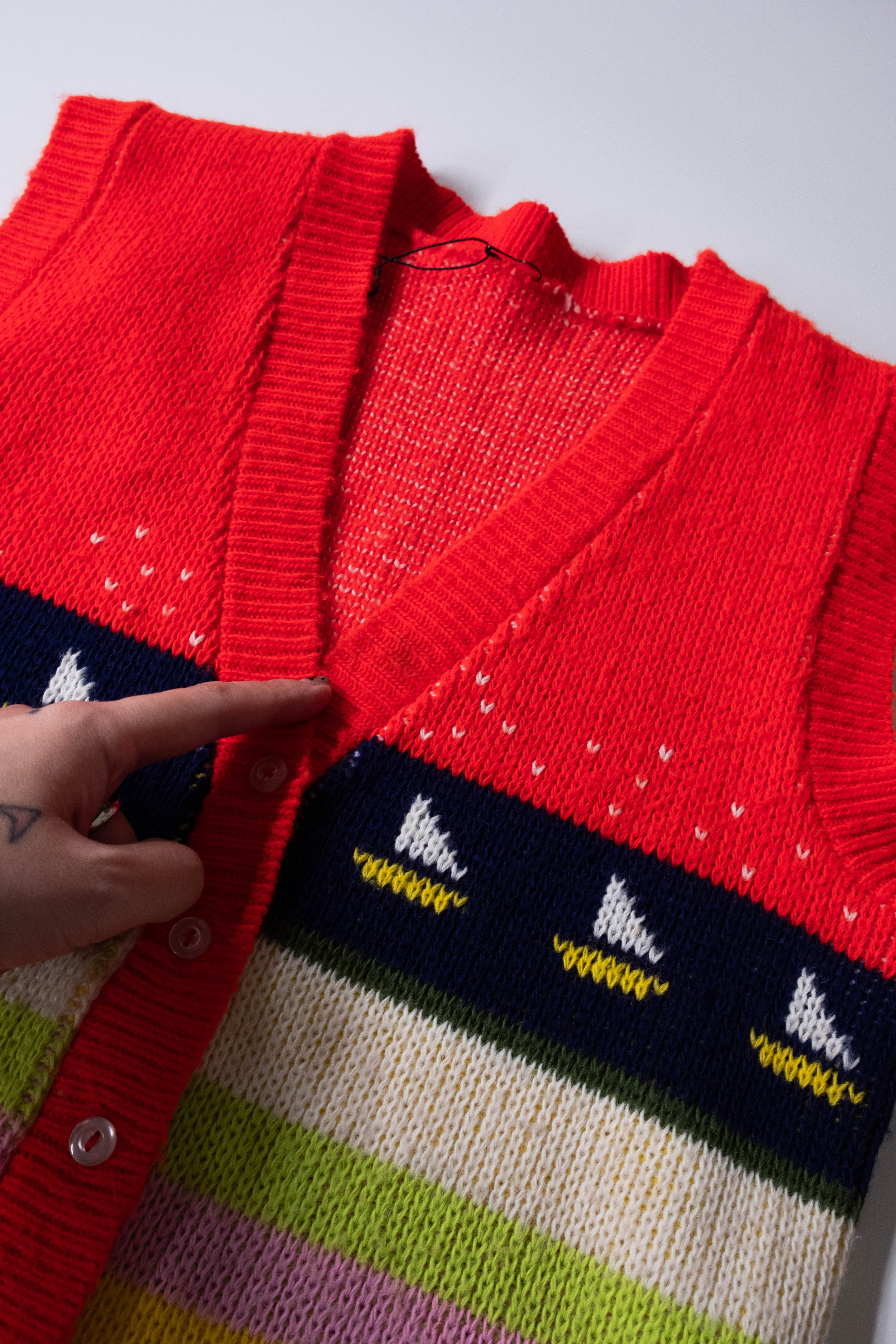 1960-70's帆船鉤織開襟背心