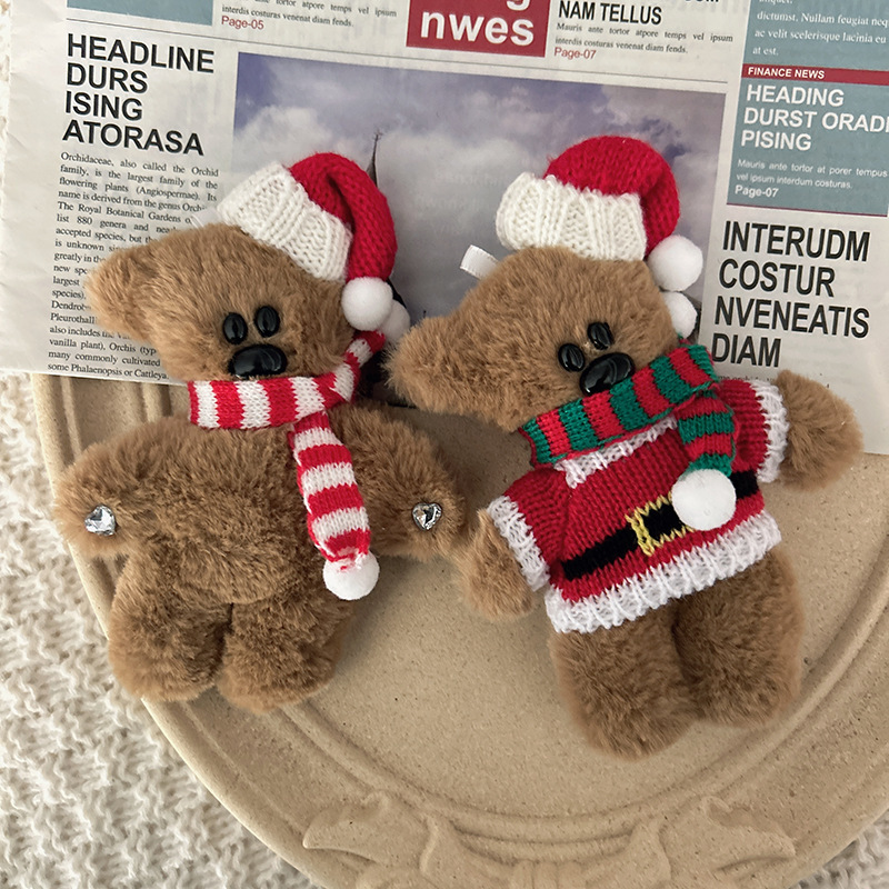 《3422》聖誕造型歪頭小熊吊飾鑰匙圈