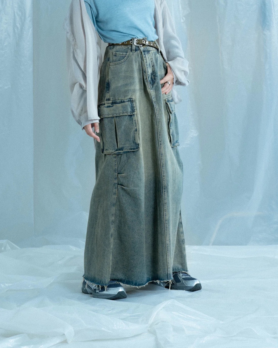 Sense Denim Easy Skirt 復古刷色牛仔長裙L23-39