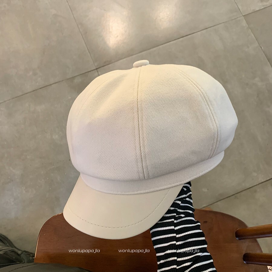 《3425》日系百搭秋冬皮革貝雷帽