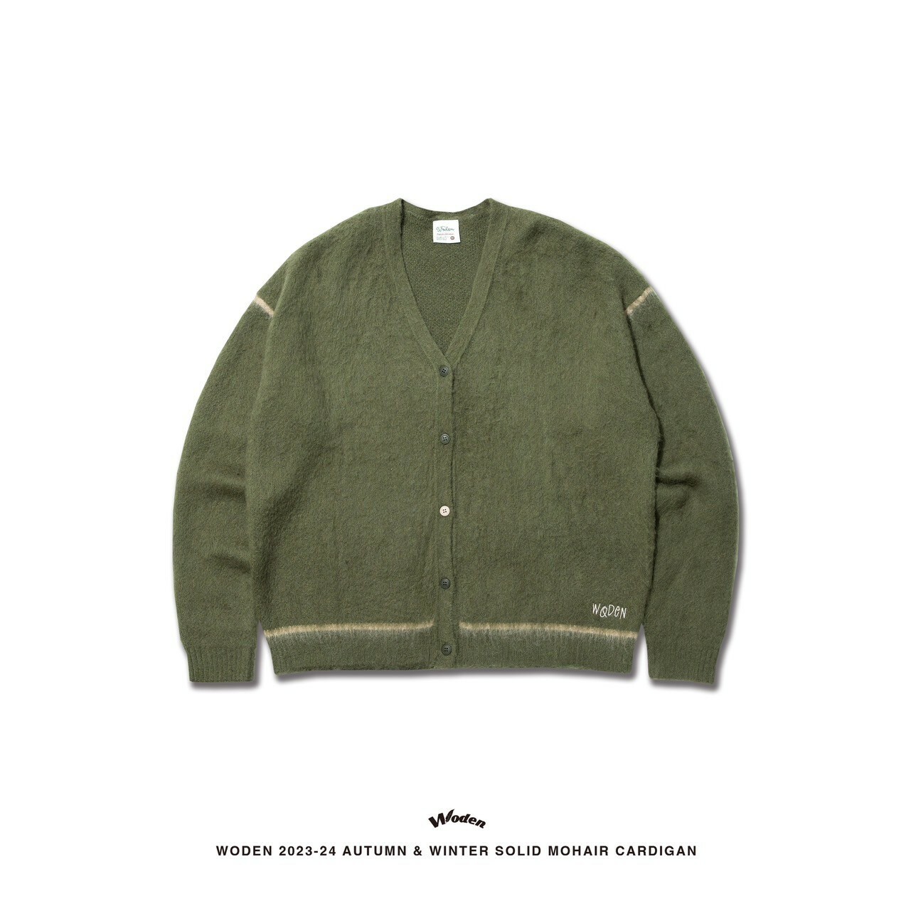 WODEN 2023-24 Autumn & Winter 027 Solid Mohair Cardigan 綠