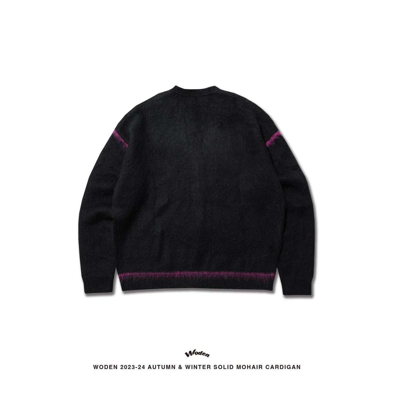 WODEN 2023-24 Autumn & Winter 027 Solid Mohair Cardigan 黑