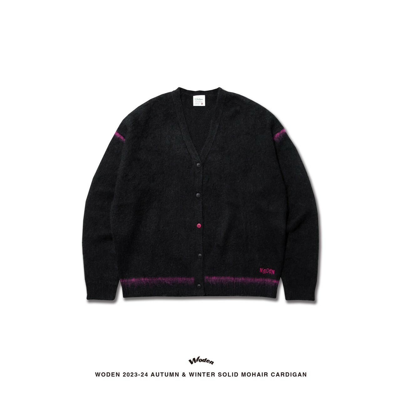 WODEN 2023-24 Autumn & Winter 027 Solid Mohair Cardigan 黑