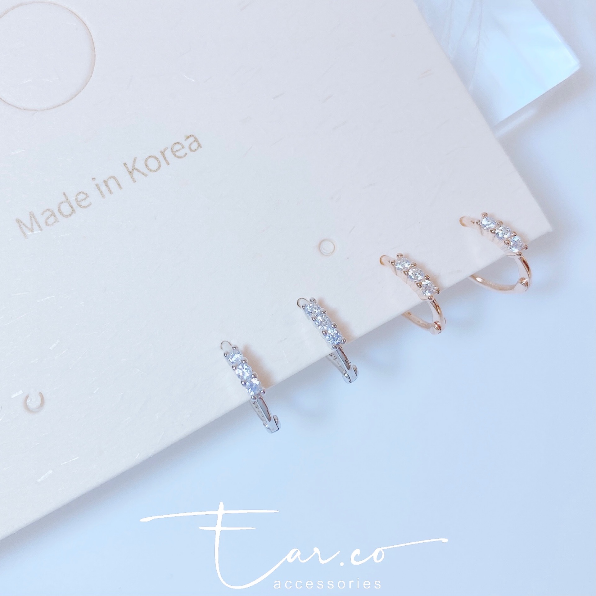 三粒鑽純銀耳圈 [睡覺不用脫! ] #A752