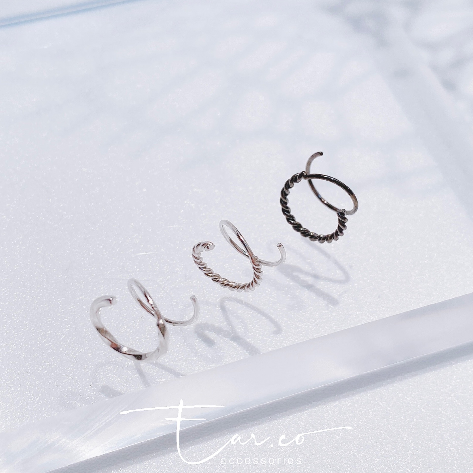 迷你麻花/波浪連體純銀小耳圈 [睡覺不用脫! ] #A851