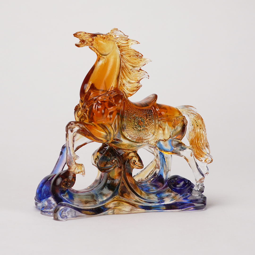 居家開運琉璃珍藏馬到成功推薦｜招財擺設 送禮首選 手工藝術風水馬