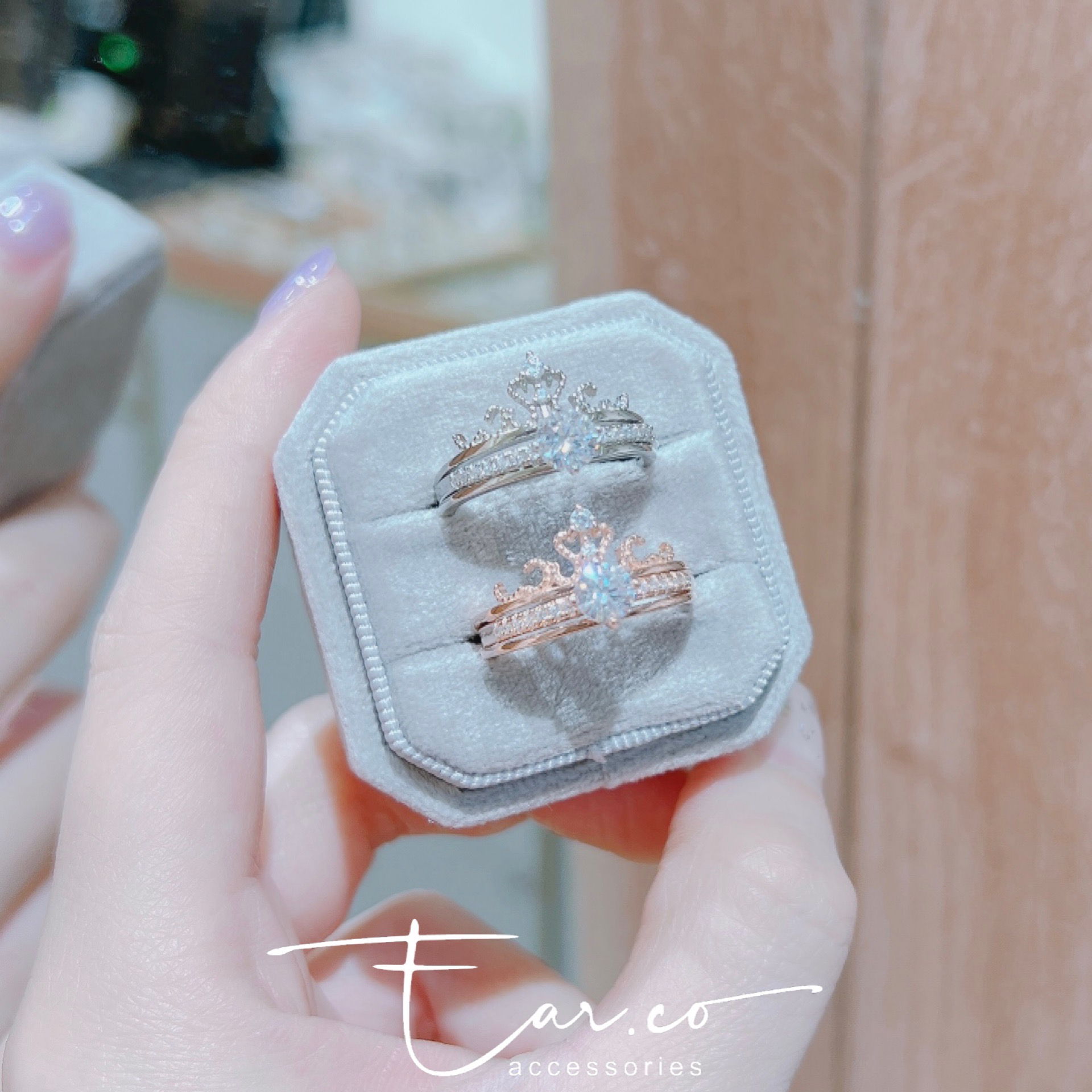 皇冠單鑽一排可拆式純銀戒指 [3-ways] #A887