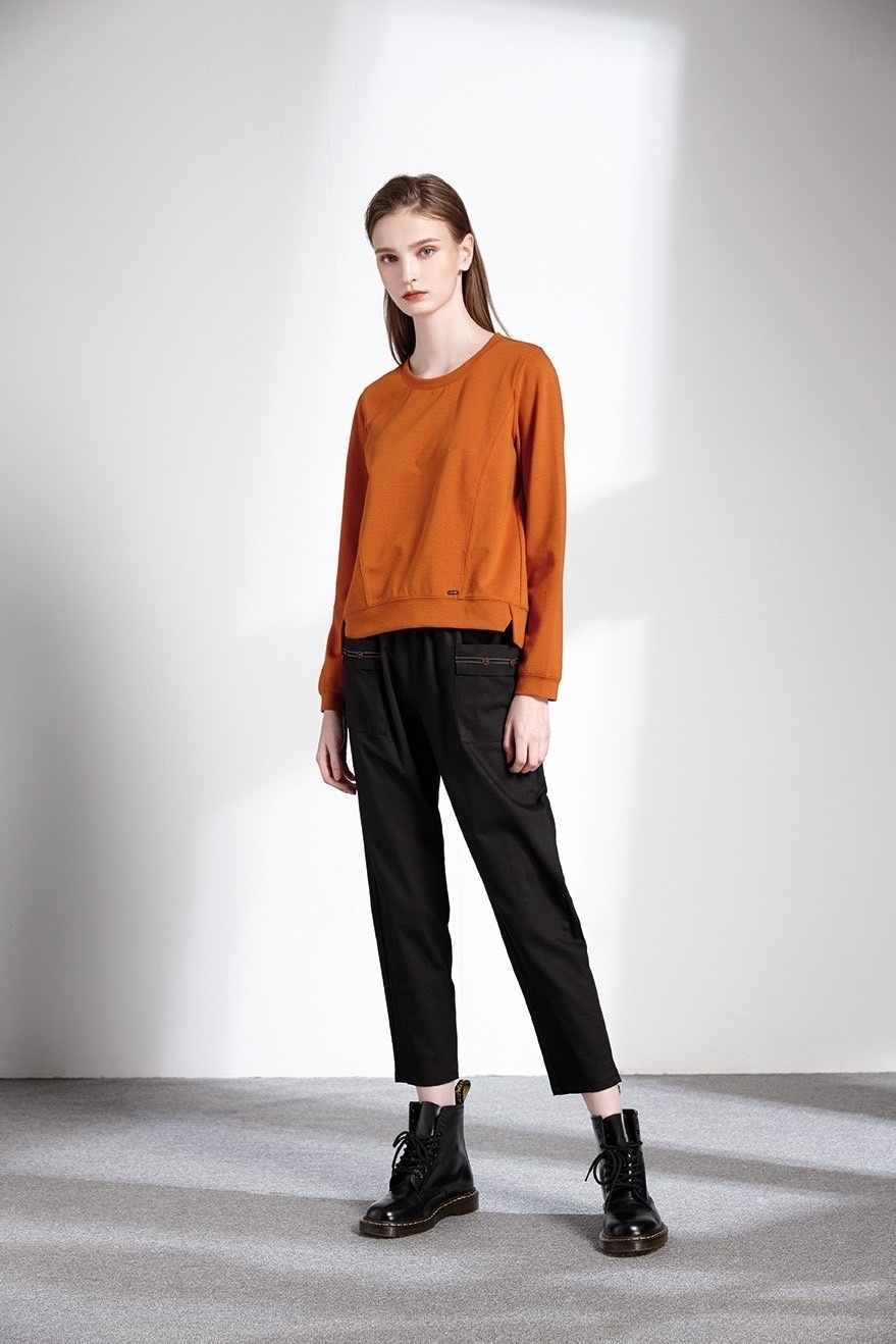 時尚個性剪裁純色百搭休閒棉T T6291