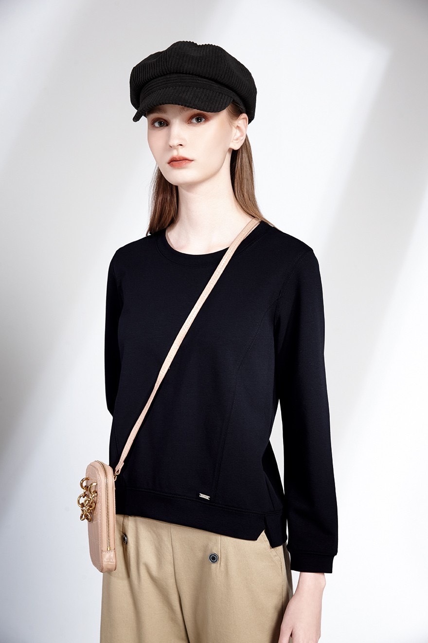 簡約舒適棉質釦子造型闊腿八分寬褲T6531