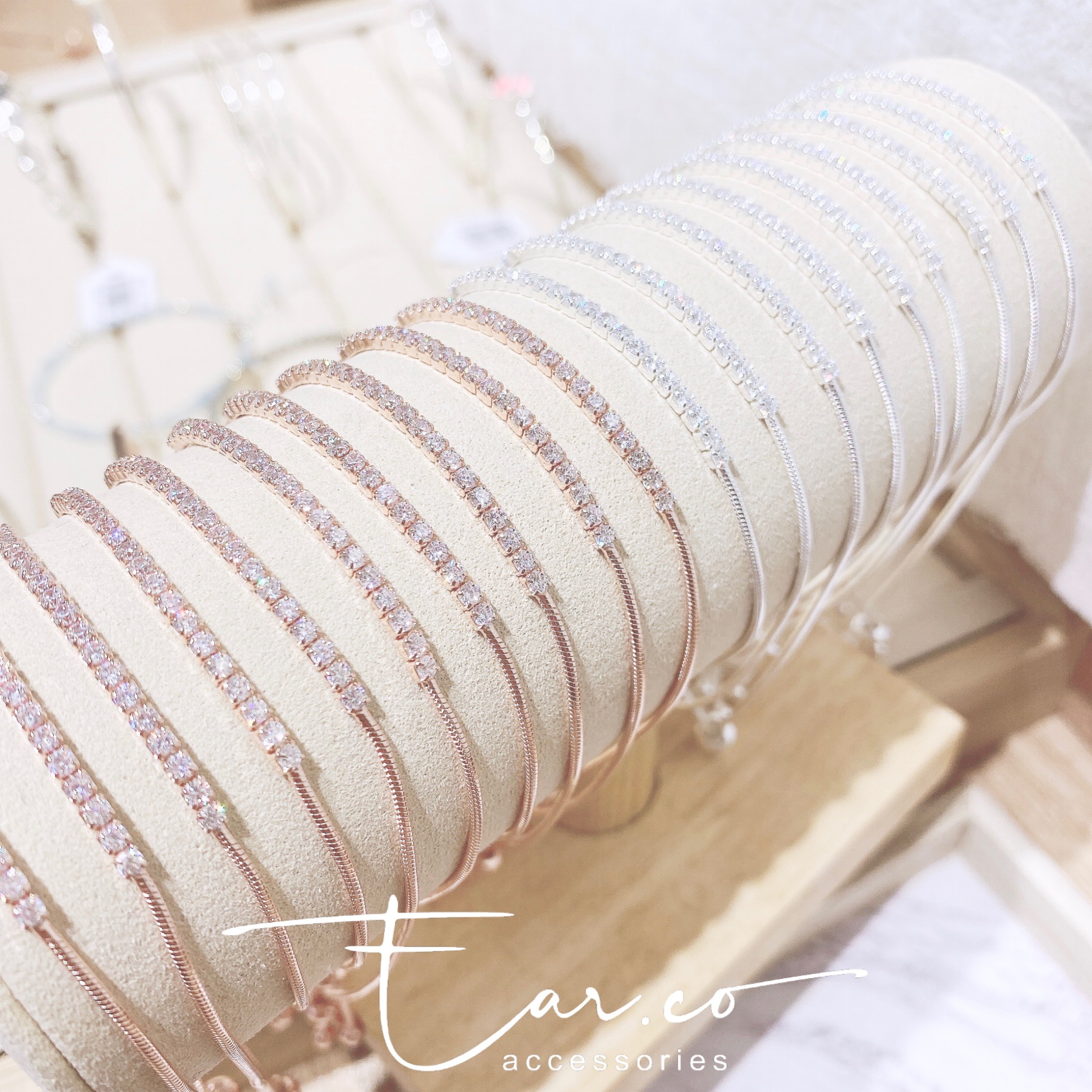 [極閃] 幼身一排水鑽拉繩純銀手鍊