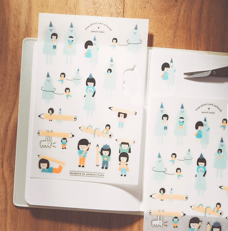 抱抱鬼和鉛筆 2入轉印貼紙｜右手超人
