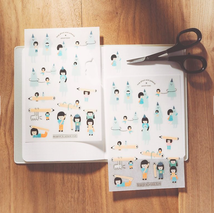 抱抱鬼和鉛筆 2入轉印貼紙｜右手超人