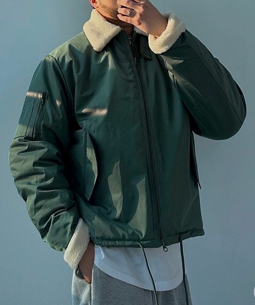 拼毛毛領拉鍊外套(薄夾棉) JK2441