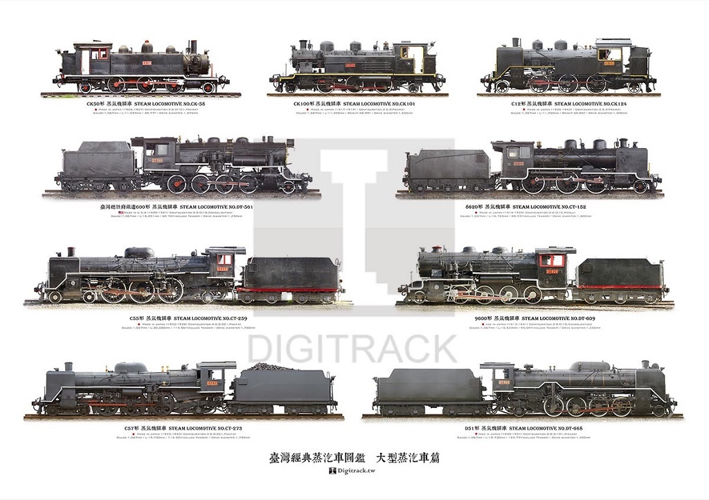 Digitrack 台灣經典蒸汽車圖鑑-大型蒸汽車篇-紙筒版