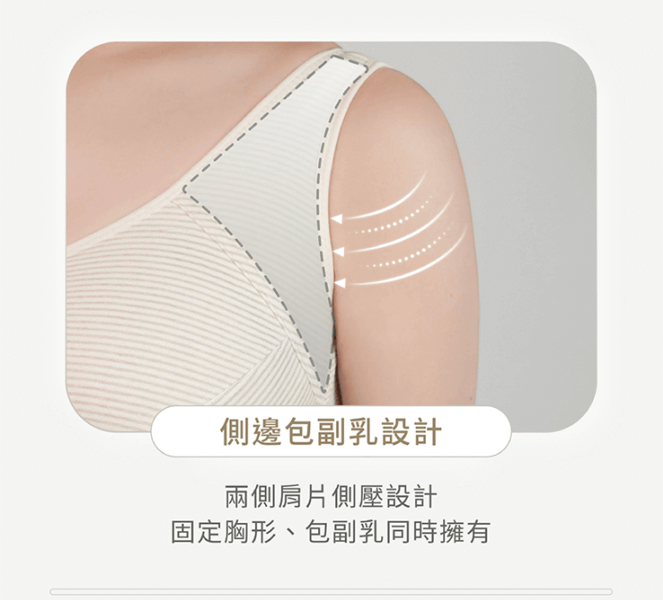 無鋼圈內衣，側邊包副乳設計，固定胸型隱藏副乳