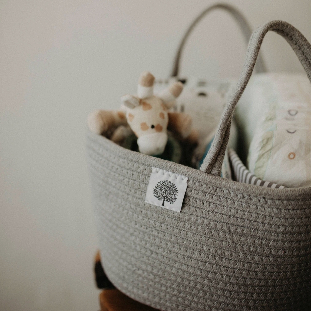 parker baby-rope diaper caddy (gray)