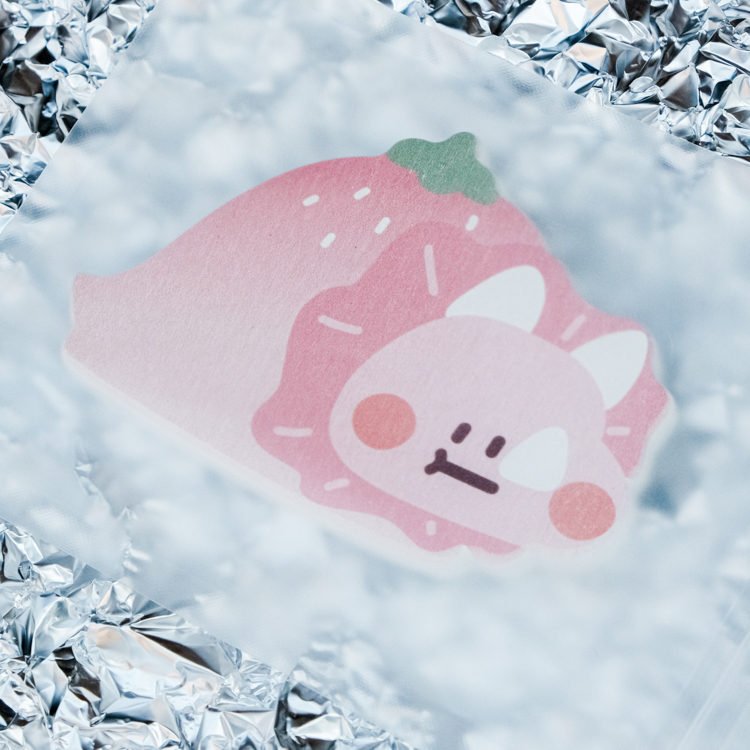 狗狗的小跳步，繪蹦砰｜硅藻土杯墊｜草莓三角龍