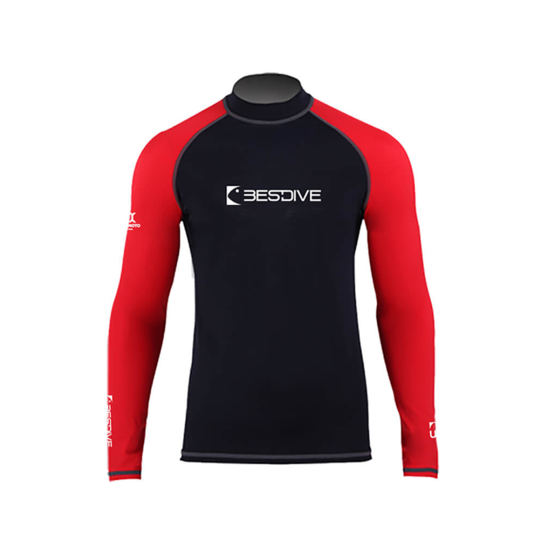 ▲BESTDIVE 男款 防曬水母上衣 黑紅