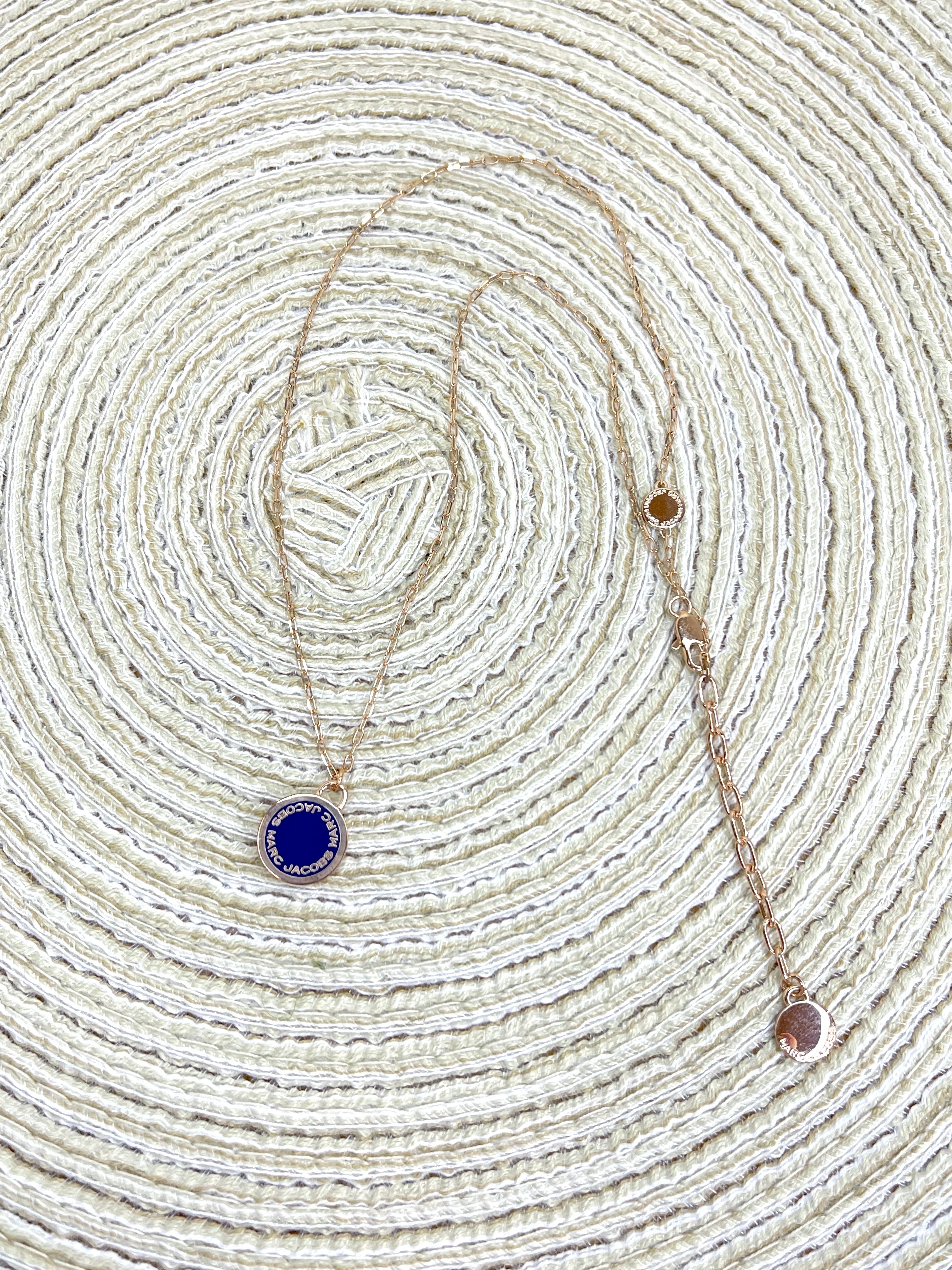 Marc Jacobs Circle Logo Necklace (Navy x Rosegold)