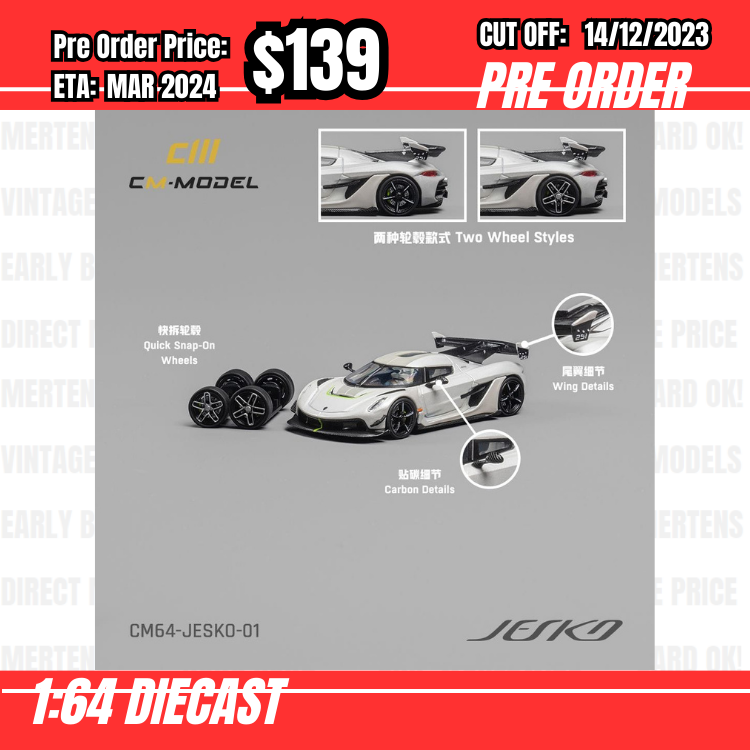 PO-$139 * CM Model * 1:64 Koenigsegg Jesko Attack Pearl White [OD09/12]