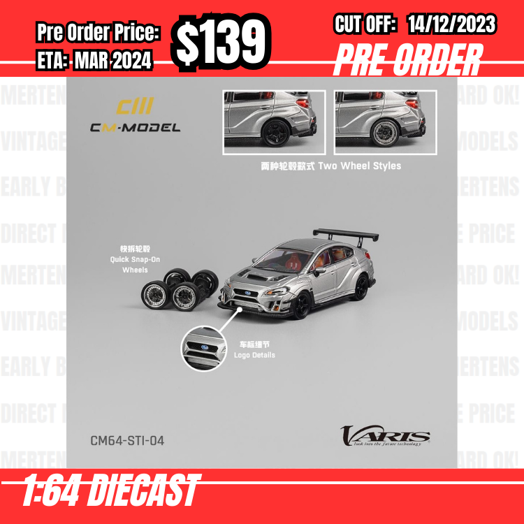 PO-$139 * CM Model * 1:64 Subaru Impreza STi Varis Silver [OD09/12]