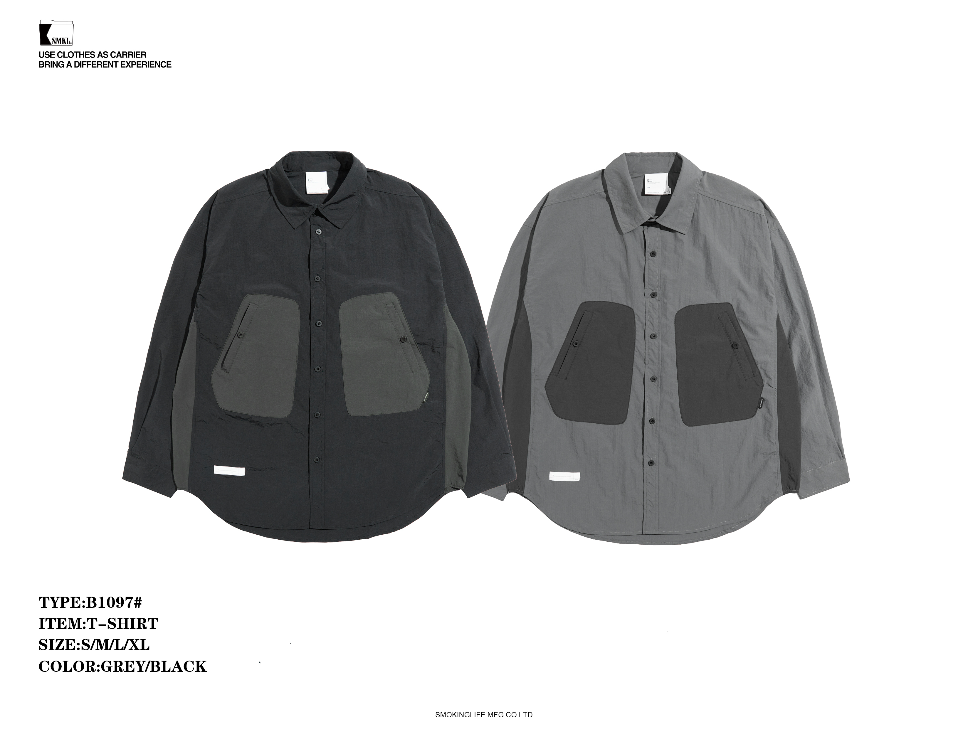 Smokinglife 日系仿舊拼色襯衫 B1097