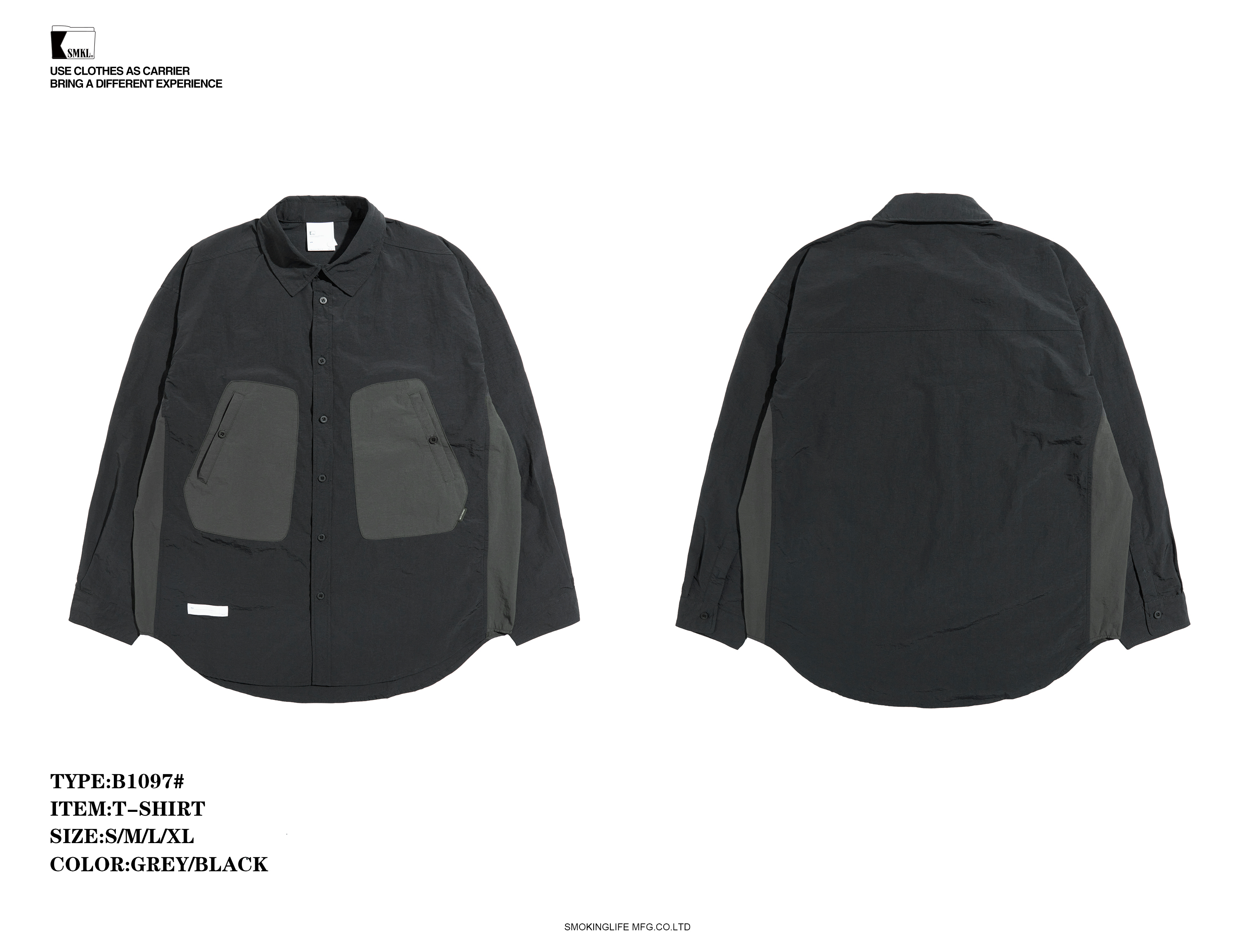 Smokinglife 日系仿舊拼色襯衫 B1097