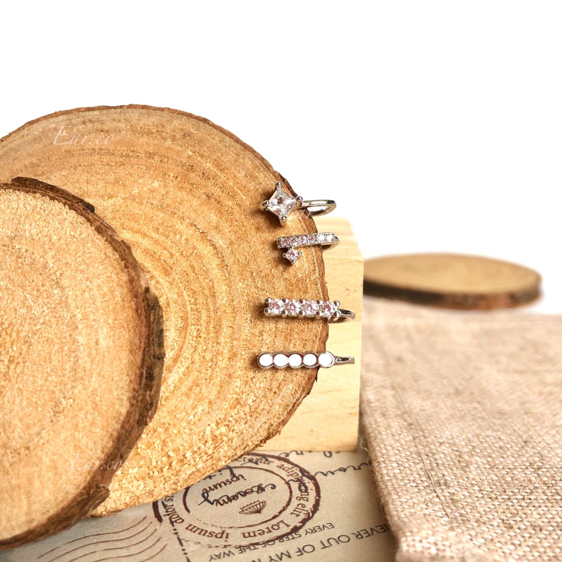 不對稱簡約閃石耳骨夾 [免打洞] #A009