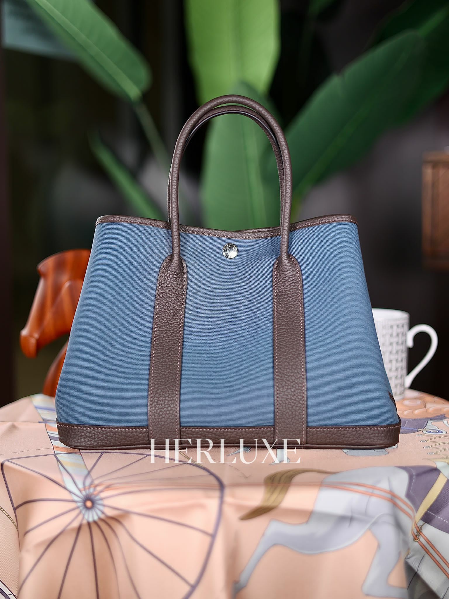 Garden party 30 N7 bleu tempête/ 46 ebene canvas