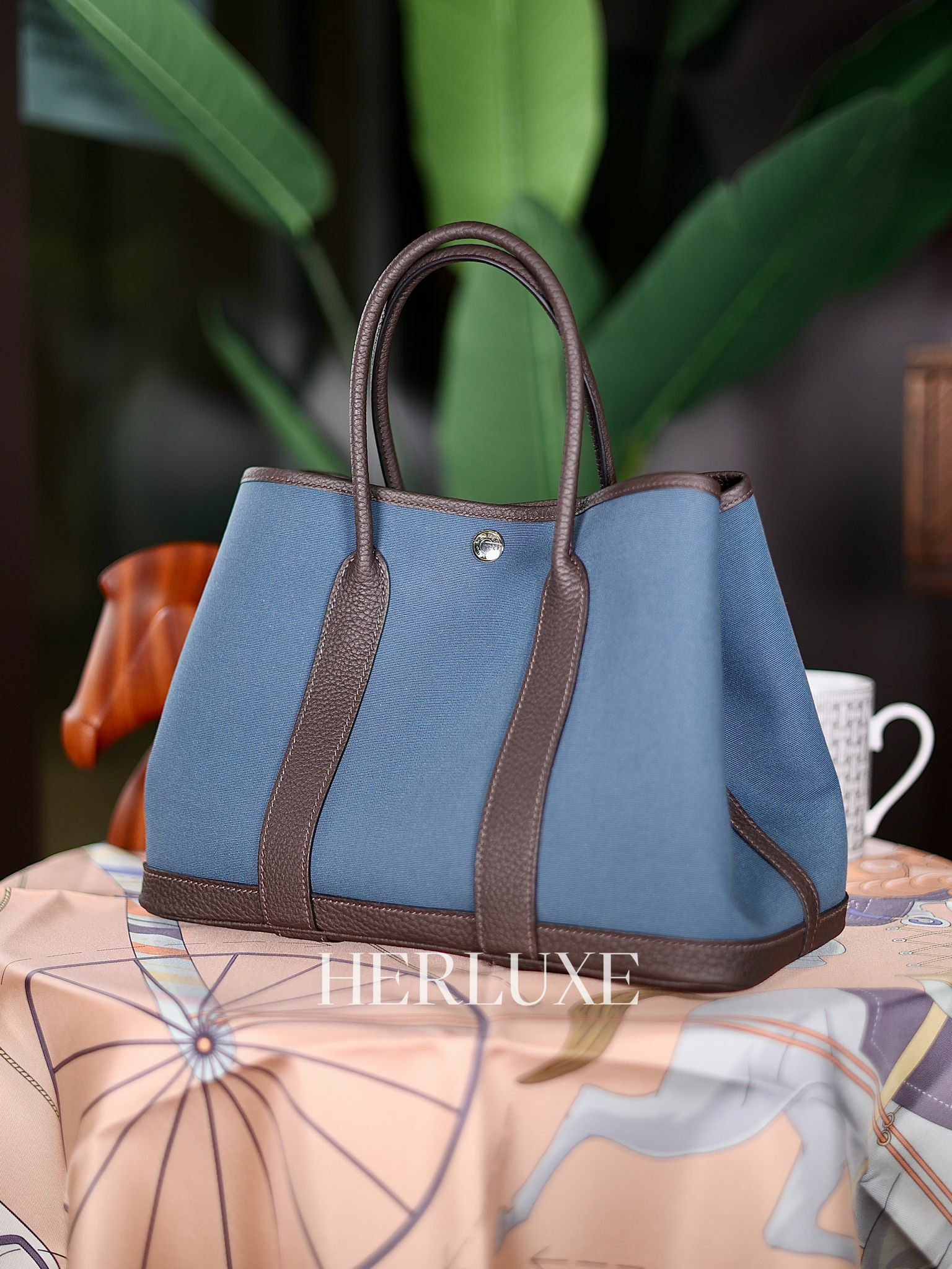 Garden party 30 N7 bleu tempête/ 46 ebene canvas